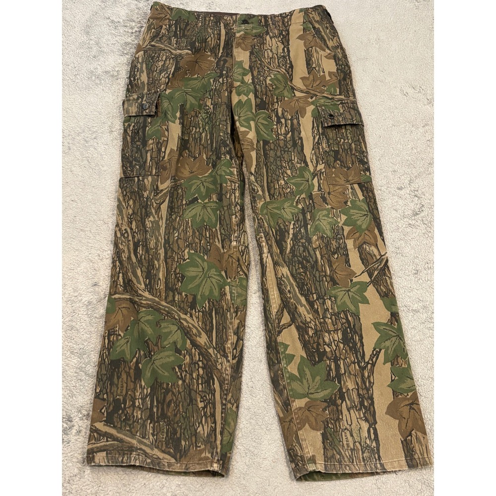 Winchester Mens Rebark Camo Cargo Hunting Pants Size L 36-38 Green Brown Tree